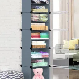 5-Door 10-Shelf Plastic Collapsible Cupboard PC Collapsible Wardrobe-12