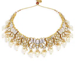 OOMPH Gold-Plated Kundan Stone-Studded & Beaded Jewellery Set image 4