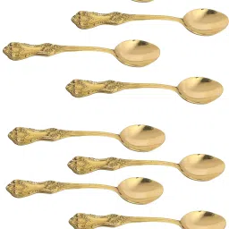 Spoon Set for Dining Table Brass Set of 12 pieces Floral Design Daily Use Brass Tea Spoon Set-30