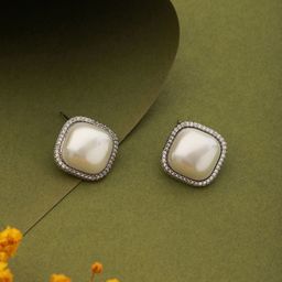 Saraf RS Jewellery Gold-Plated Pearl  Studded Studs Earrings-picture-30