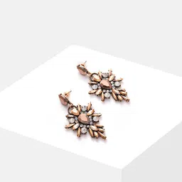 SOHI Women Brown Contemporary Gold Plated Designer Stone  Drop Earrings-image-67