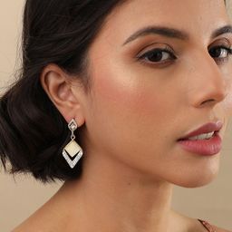 SOHI Gold-Toned Contemporary Drop Earrings-image-26