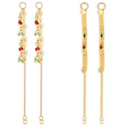 Vighnaharta Set Of 2 Gold-Plated Drop Ear Chain image 1