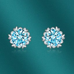 Designs & You Cubic Zirconia Silver Plated Floral Studs Earrings image 1