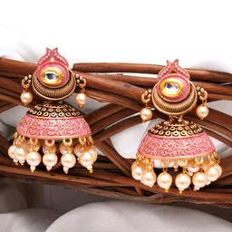 KARATCART Contemporary Jhumkas Earrings image 1