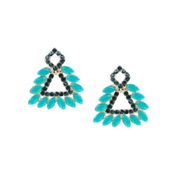 DEGHLAM Gold-Plated Artificial Stones Studded Triangular Drop Earrings image 1