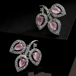 ZENEME Pink Leaf Shaped Ear Cuff Earrings-28