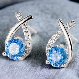 MYKI Silver-Plated CZ Studded Contemporary Stud Earrings-58