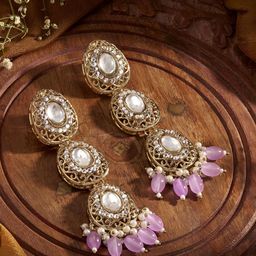 Priyaasi Gold Plated Kundan Drop Earrings-48