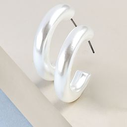 AMI White Contemporary Half Hoop Earrings-image-16