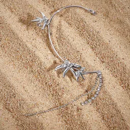 SOHI Silver-Plated Contemporary Ear Cuff Earrings-25