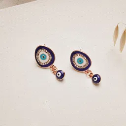 JOKER & WITCH Rose Contemporary Felix Blue Evil Eye Drop Earrings-picture-52