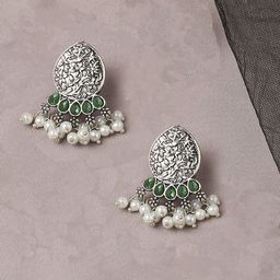 OOMPH Contemporary Oxidised Drop Earrings-26
