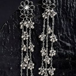 KARATCART Black Floral Jhumkas Earrings-45