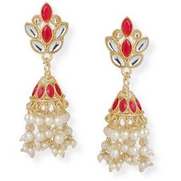 Anouk Brass-Plated Floral Beaded Jhumkas-image-86