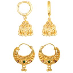Vighnaharta Set Of 2 Gold-Plated Floral Jhumkas-38