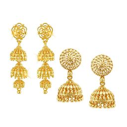 Vighnaharta Gold-Toned Floral Jhumkas Earrings-image-22