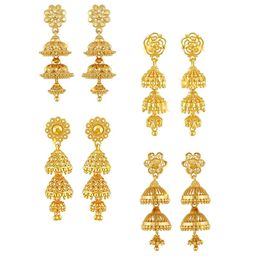 Vighnaharta Gold-Toned Floral Jhumkas Earrings-image-87