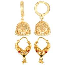 Vighnaharta Set Of 2 Gold-Plated Floral Drop Earrings-15