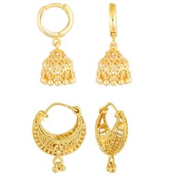 Vighnaharta Set Of 2 Gold-Plated Dome-Shaped Jhumkas-image-91