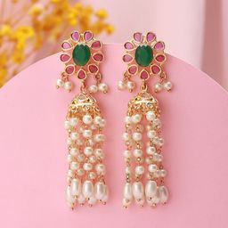 Saraf RS Jewellery Gold Plated Floral Jhumkas-picture-43