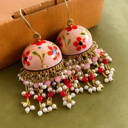 ATIBELLE Gold-Plated Contemporary Meenakari Jhumkas-14