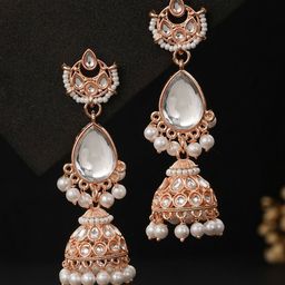 Priyaasi Rose Gold-Plated Dome shaped Jhumkas-29