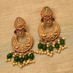 JAYPORE Gold Plated Artificial Stones Studded Crescent Shaped Chandbalis-picture-45
