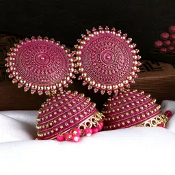 Fashion Frill Pink Contemporary Jhumkas Earrings-image-66