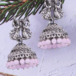GRIIHAM Silver-Plated Dome Shaped Jhumkas-image-23
