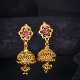 MEENAZ Gold-Plated Contemporary Jhumkas Earrings-image-76