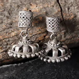 VENI Silver Plated Contemporary Jhumkas Earrings-image-55
