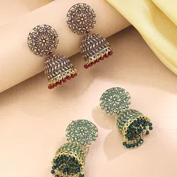 Yellow Chimes Set Of 2 Contemporary Jhumkas Earrings-37