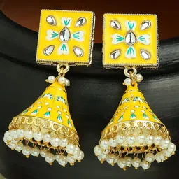 OOMPH Kundan Studded Geometric Jhumkas-37