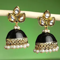 OOMPH Meenakari & Kundan Design Dome Shaped Jhumkas-28