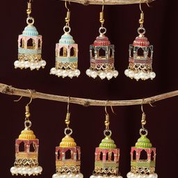 OOMPH Set Of 2 Pearls Dome Shaped Jhumkas-25