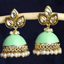 OOMPH Meenakari Kundan Dome Shaped Jhumkas-36