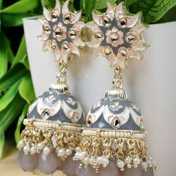 Kennice Gold-Plated Dome Shaped Jhumkas Earrings-image-46