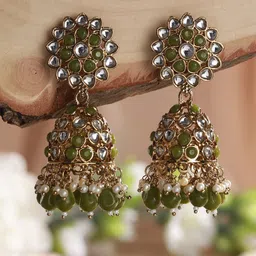 Jazz and Sizzle Gold-Plated Dome Shaped Jhumkas Earrings-20