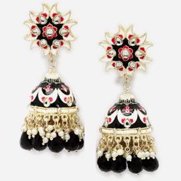 Anouk Gold-Plated Dome Shaped Kundan Studded & Beaded Jhumkas-35