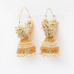 Anouk White Dome Shaped Jhumkas Earrings-51