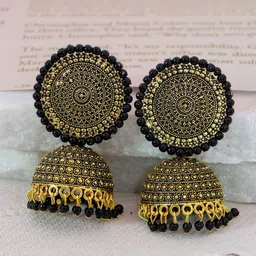 Crunchy Fashion Gold-Plated Dome Shaped Jhumkas-image-96