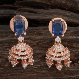 Kushal's Fashion Jewellery Rose Gold-Plated Dome Shaped Cubic Zirconia-Studded Jhumkas-image-64