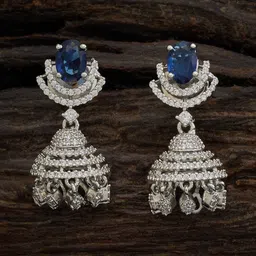 Kushal's Fashion Jewellery Rhodium-Plated Cubic Zirconia Studded Dome Shaped Jhumkas-image-37