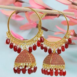 Crunchy Fashion Gold Plated Classic Jhumkas Earrings-image-12