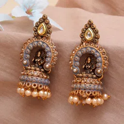 KARATCART Grey & Gold-Plated Classic Jhumkas Earrings-image-24