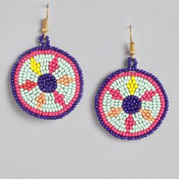 RICHEERA Circular Artificial Beads Drop Earrings-0