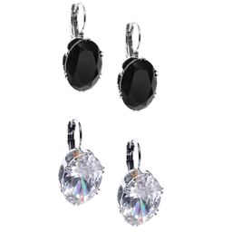 OOMPH Black & White Set Of 2 Oval Studs Earrings-58