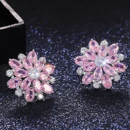 Jewels Galaxy Silver-Plated American Diamond Stud Earrings-image-99