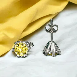 Designs & You Crushed Ice Cut Cubic Zirconia Studded Silver Plated Stud Earrings-44